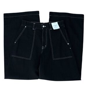 Madewell Women's 27 Superwide Leg Jeans Black NWT Airy Denim‎ Inseam 31.5"